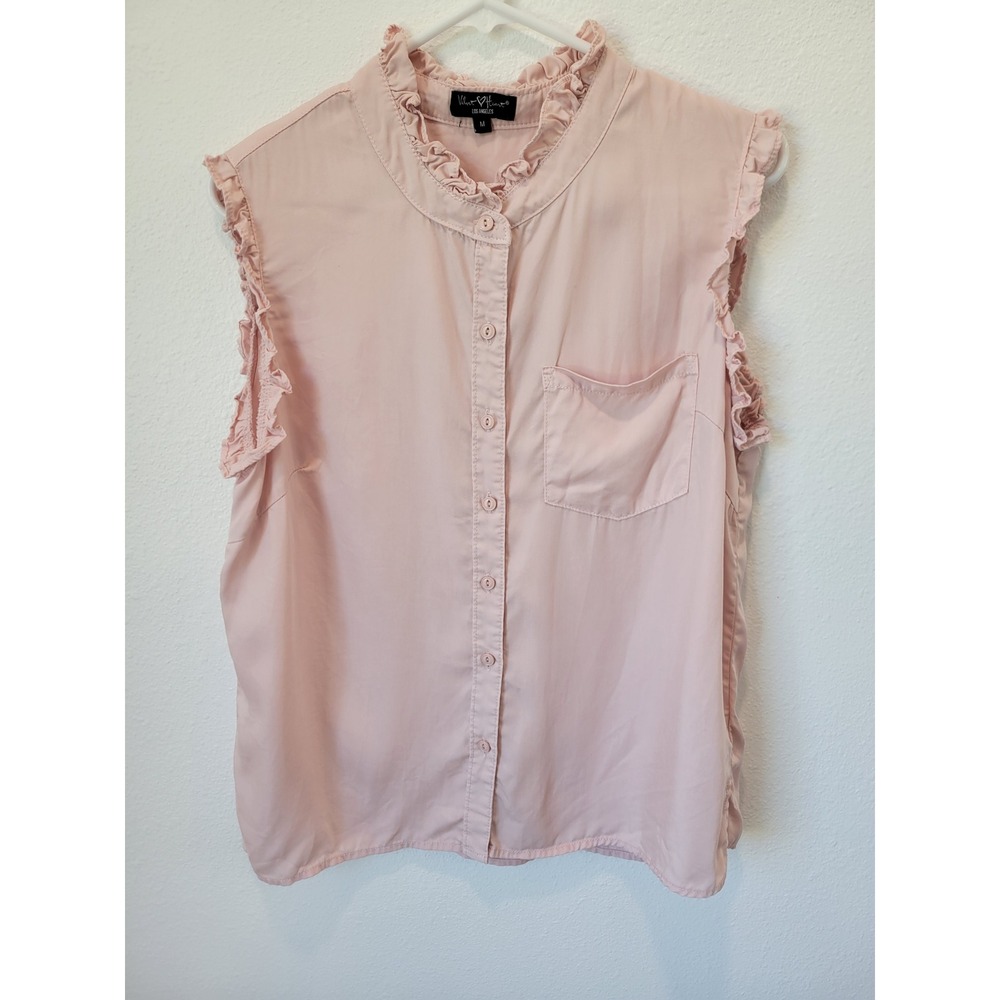 Velvet Heart Light Pink Sleeveless Button-Up Blouse – Women's Medium